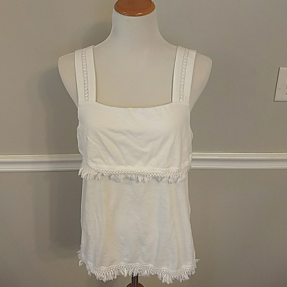 JCrew white sleeveless top with ruffles
